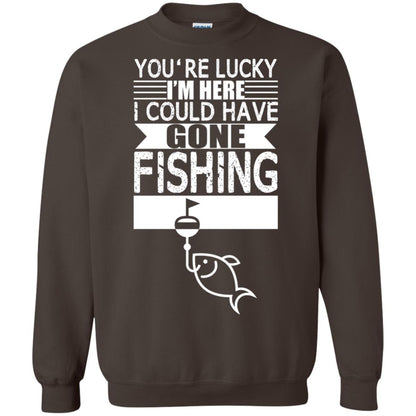 Fishing Lover T-shirt I_m Here I Could Have Gone Fishing Dark Chocolate