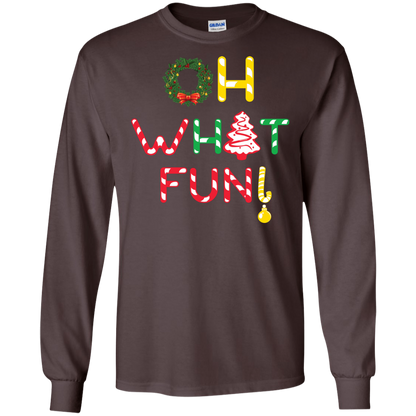 Christmas T-shirt Oh What Fun Dark Chocolate