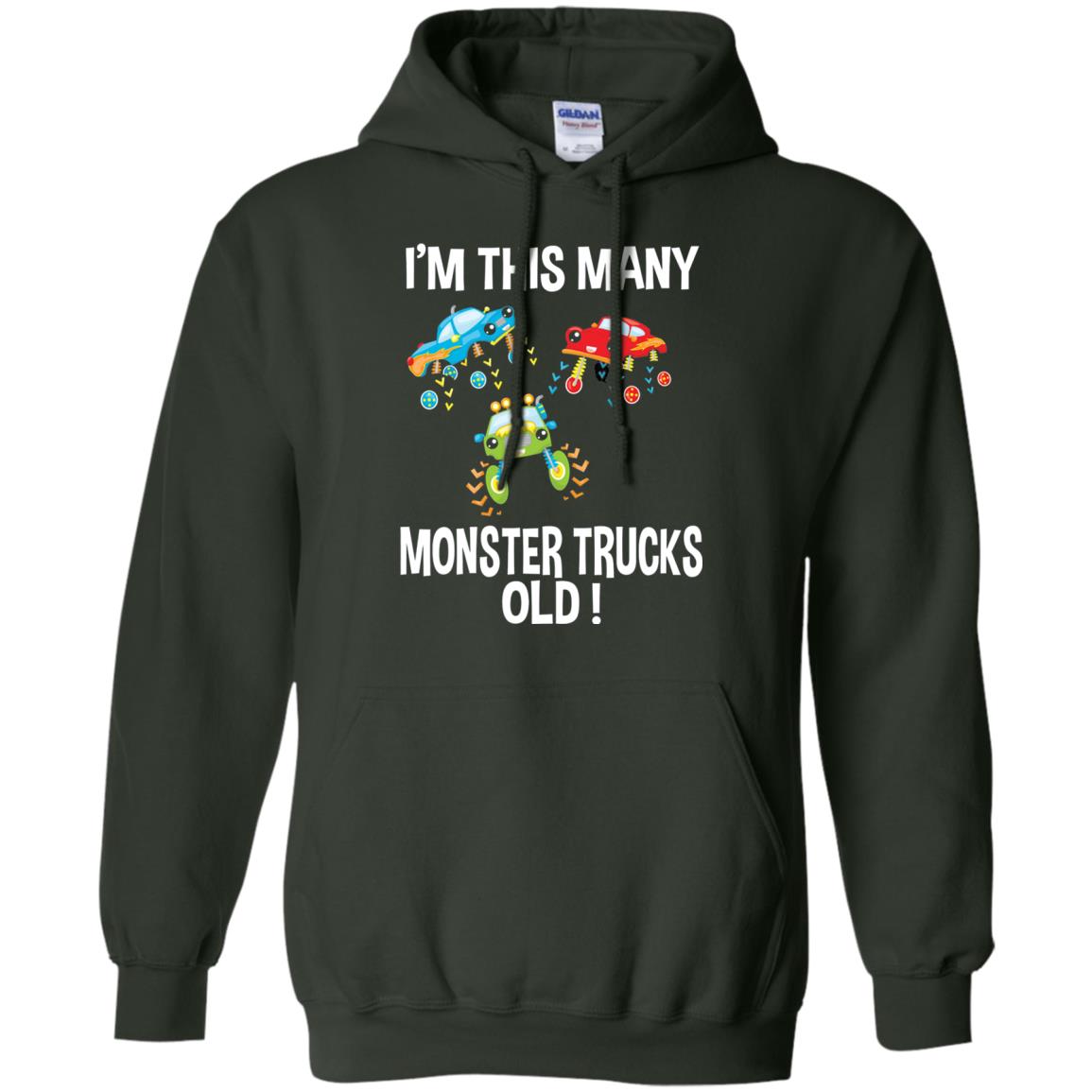 Birthday 3th Shirt Im This Many Monster Trucks Old Forest Green