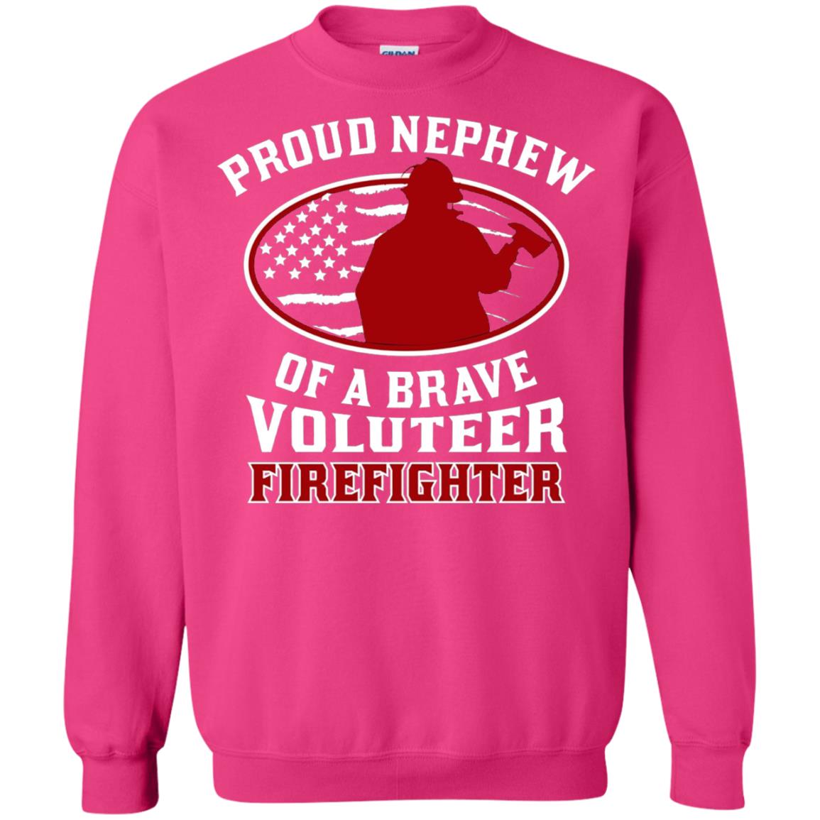 Volunteer Firefighter T-shirt American Flag Proud Nephew Heliconia