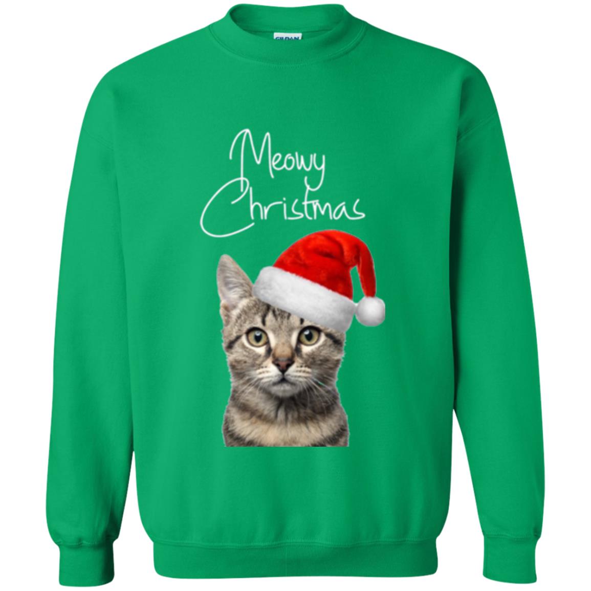 Cat Lovers T-shirt Merry Christmas Irish Green