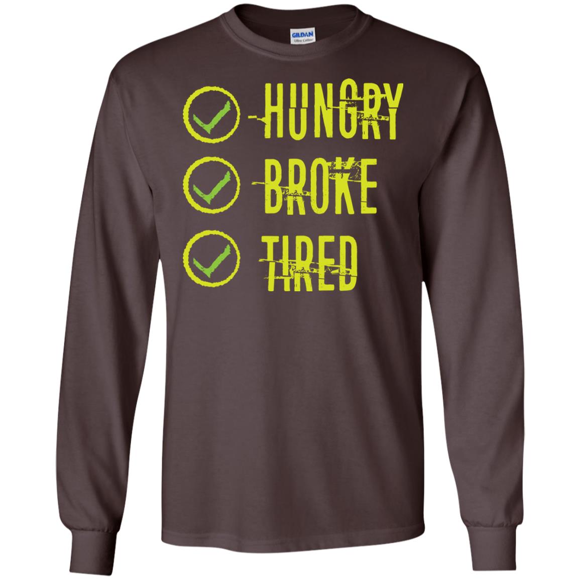 Hungry Broke Tired Check Mark T-shirt Dark Chocolate