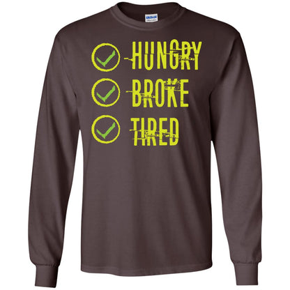 Hungry Broke Tired Check Mark T-shirt Dark Chocolate