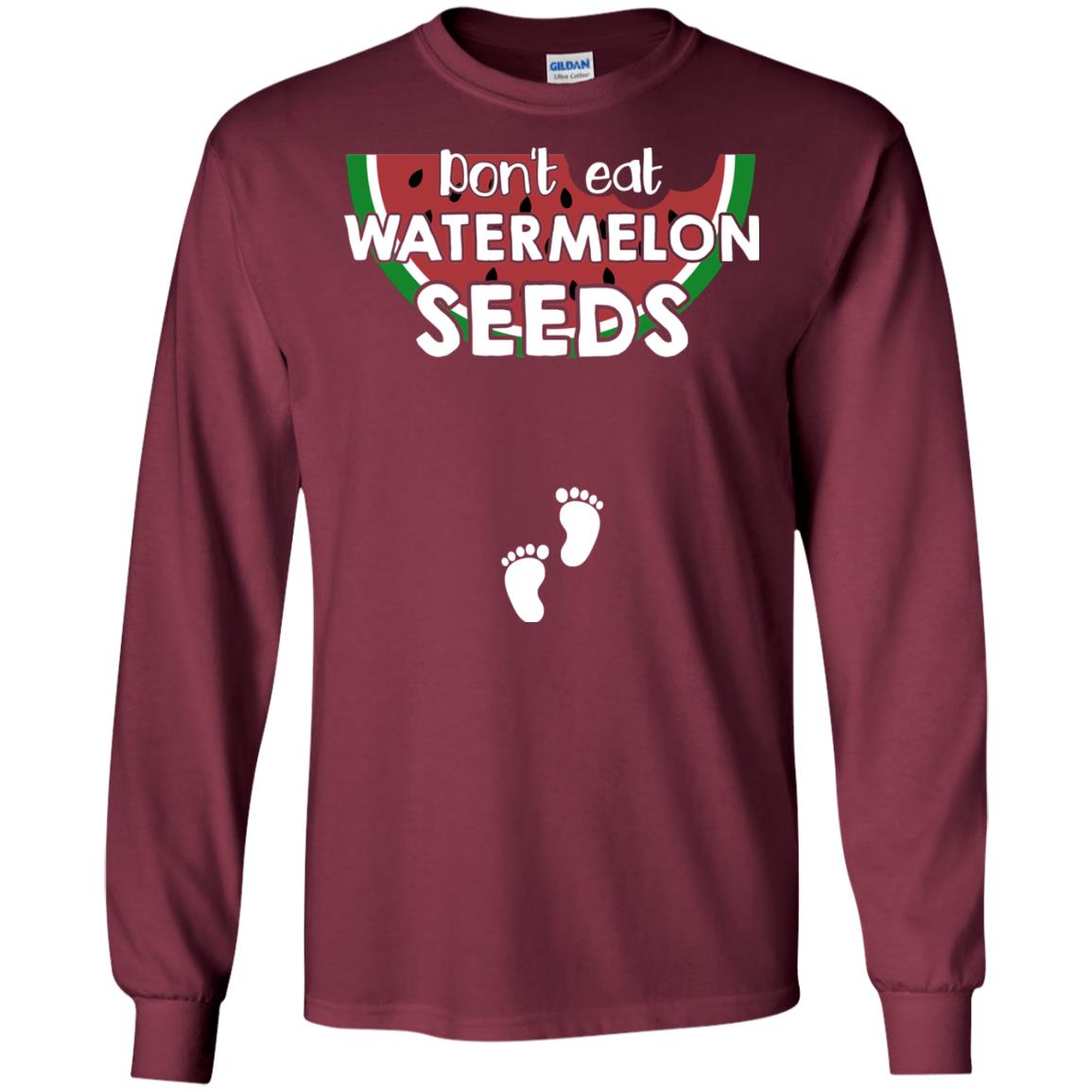 Don_t Eat Watermelon Seeds Pregnancy Announcement Shirt Maroon