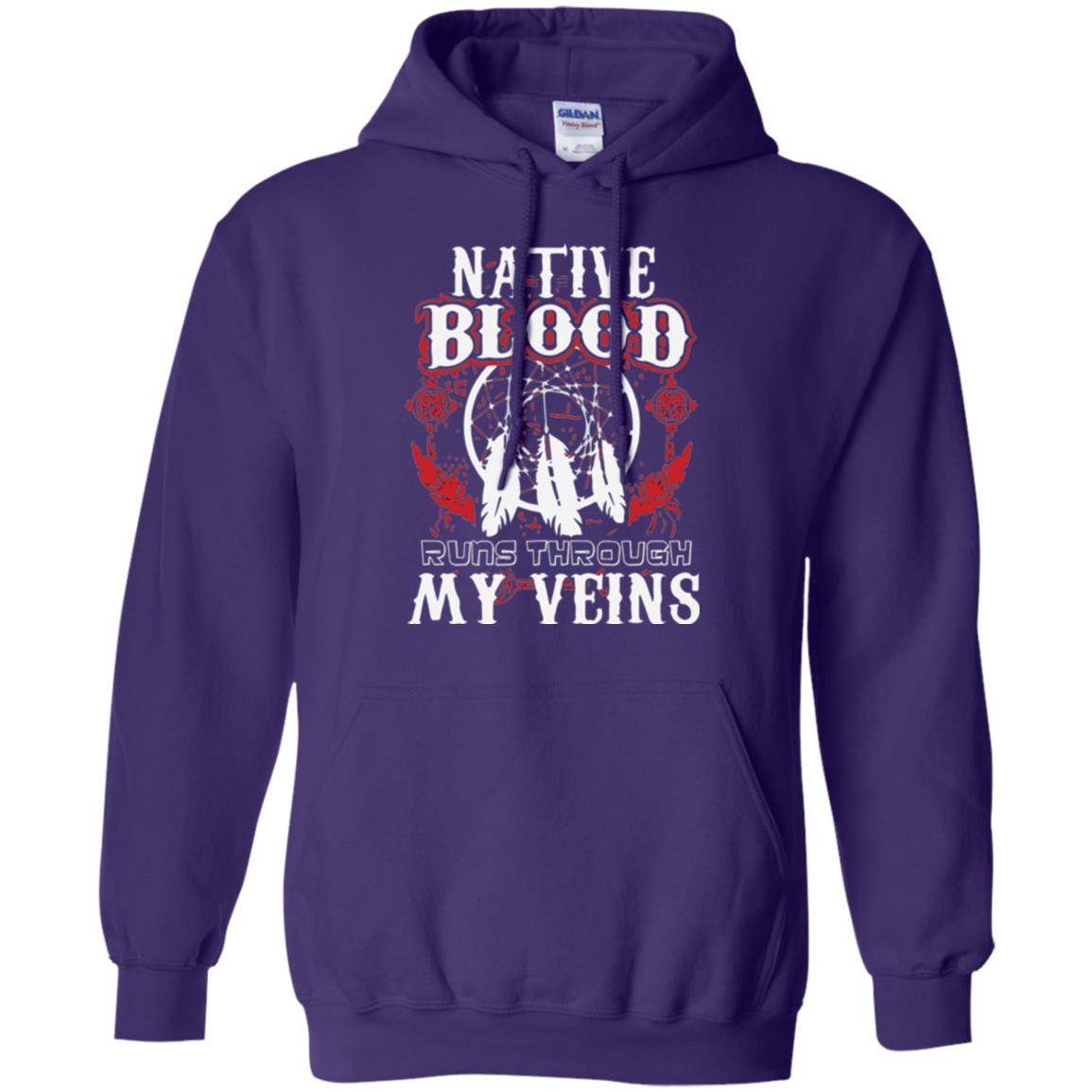 American T-shirt Native Blood Runs Through My Veins Purple