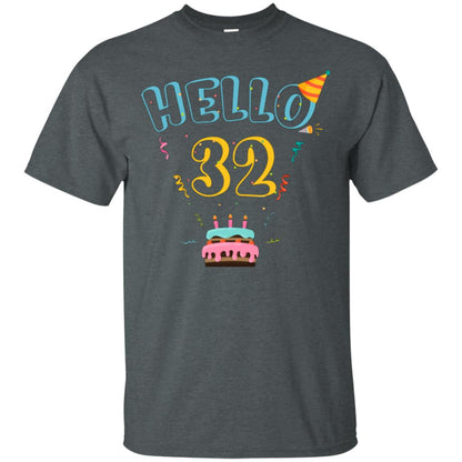 Hello 32 Thirty Two 32th 1986s Birthday Gift Shirt Dark Heather