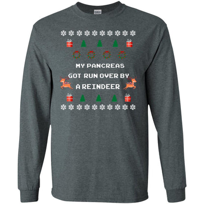 My Pancreas Got Run Over By A Reindeer Ugly Christmas Sweater Shirt Dark Heather