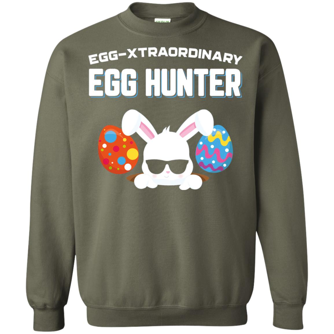 Egg-xtraordinary Egg Hunter Easter Shirt Military Green