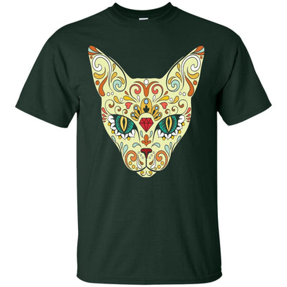 Cat Sugar Skull Design T-shirt Forest
