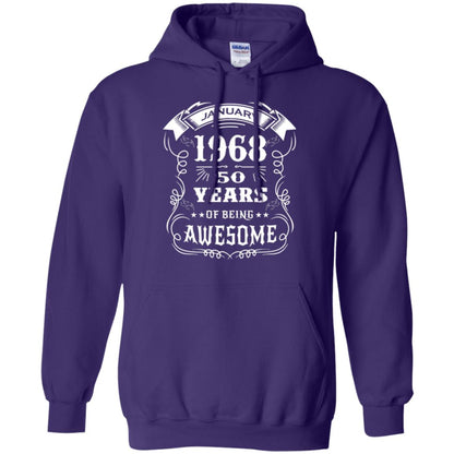50th Birthday T-shirt Born In January 1968 Purple