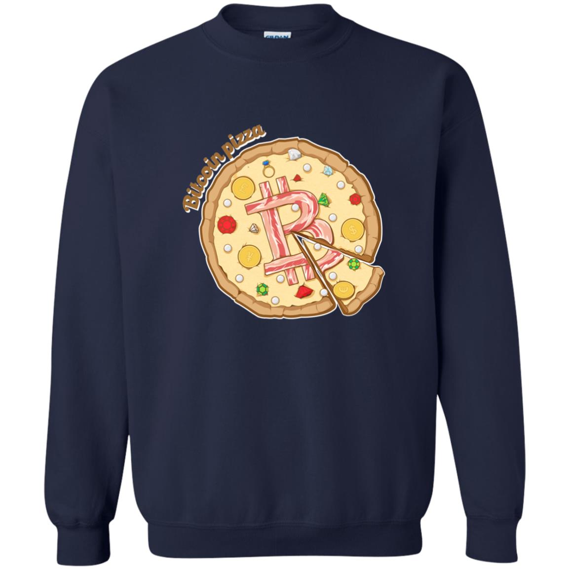 Funny Bitcoin Pizza T-shirt Crypto Currency Navy