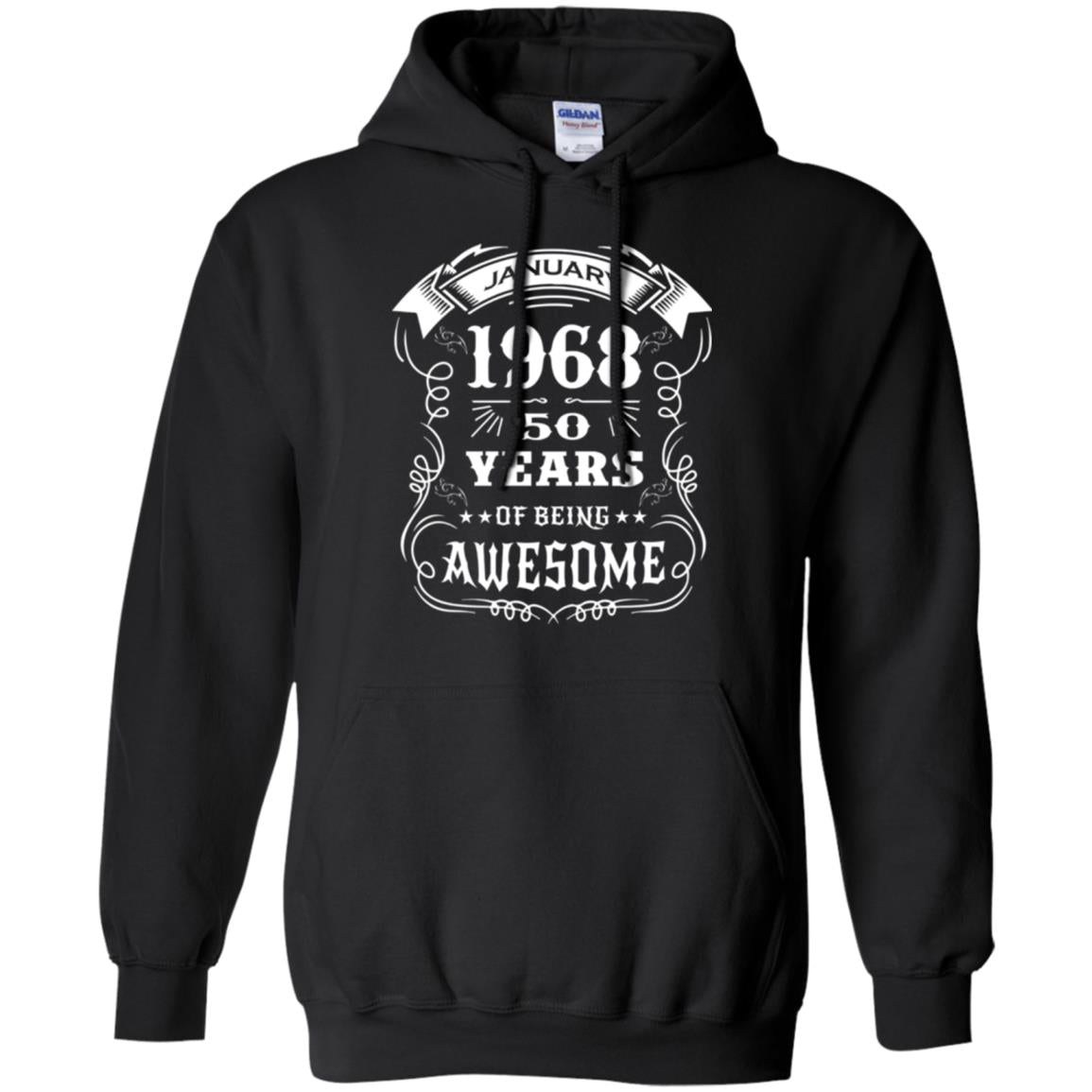 50th Birthday T-shirt Born In January 1968 Black