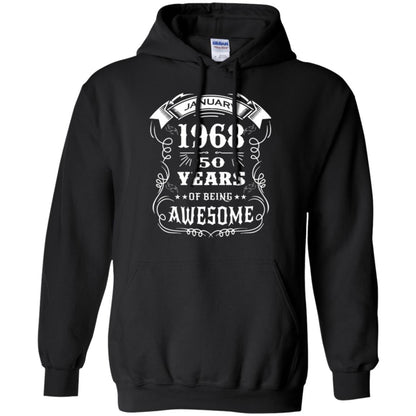 50th Birthday T-shirt Born In January 1968 Black