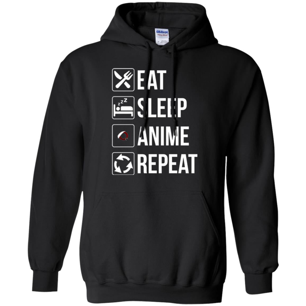Anime Lovers T-shirt Eat Sleep Anime Repeat Black