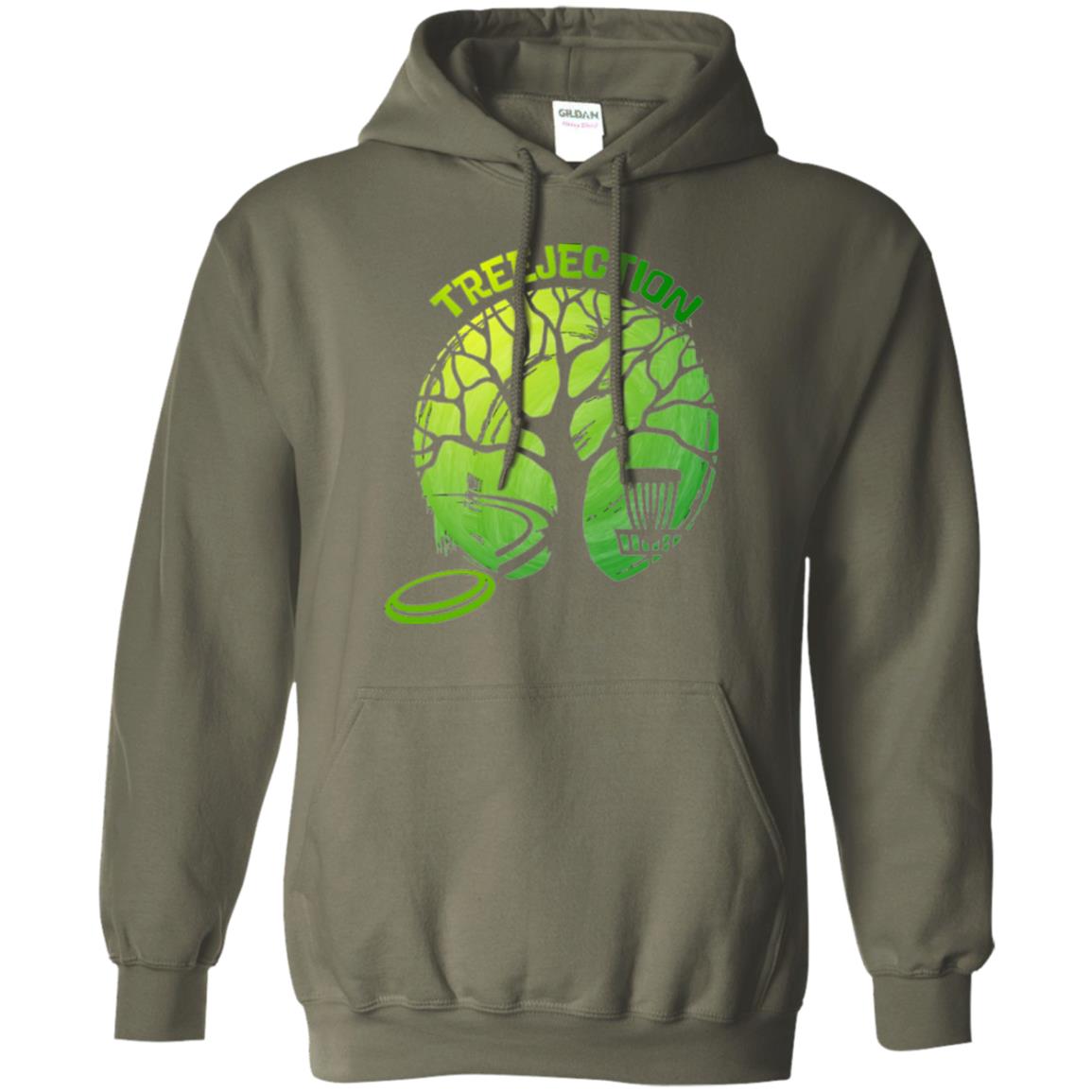 Funny Disc Golf T-shirt Treejection Military Green