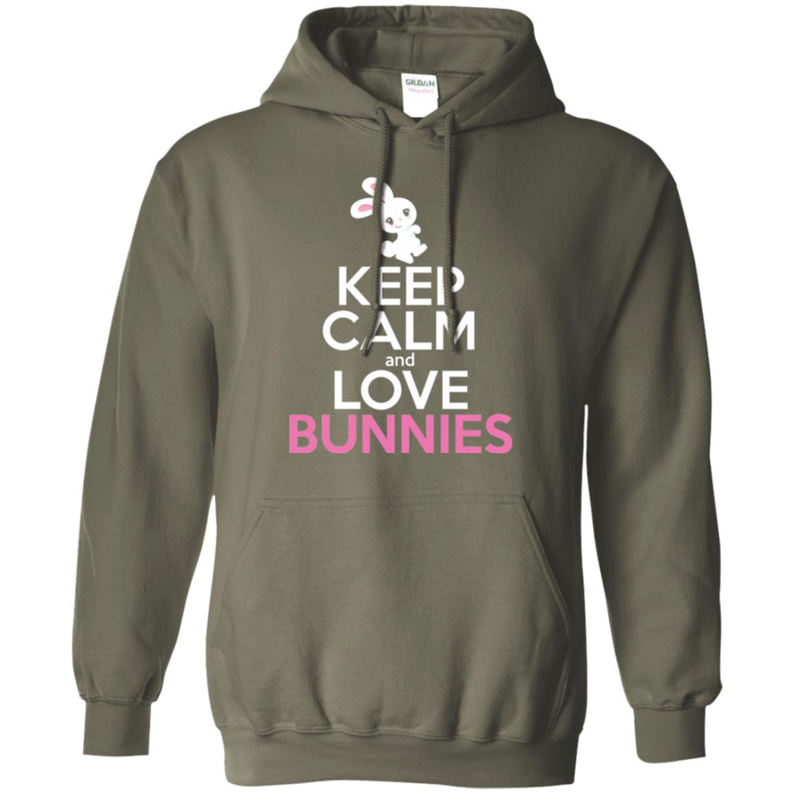 Bunny T-shirt Keep Calm And Love Bunnies Military Green