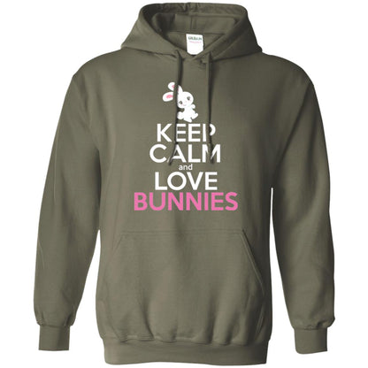 Bunny T-shirt Keep Calm And Love Bunnies Military Green