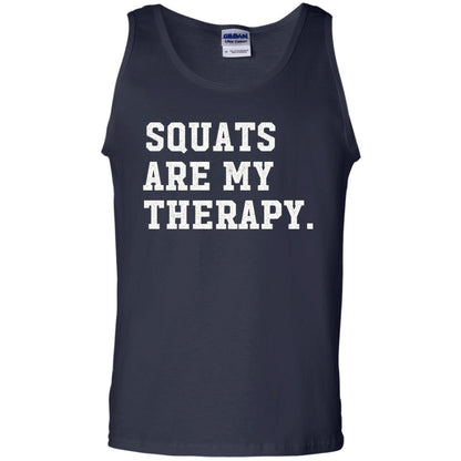 Funny Gym Workout T-shirt Squats Are My Therapy Navy