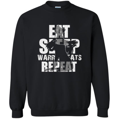 Cat Lover T-shirt Eat Sleep Warrior Cats Repeat Black