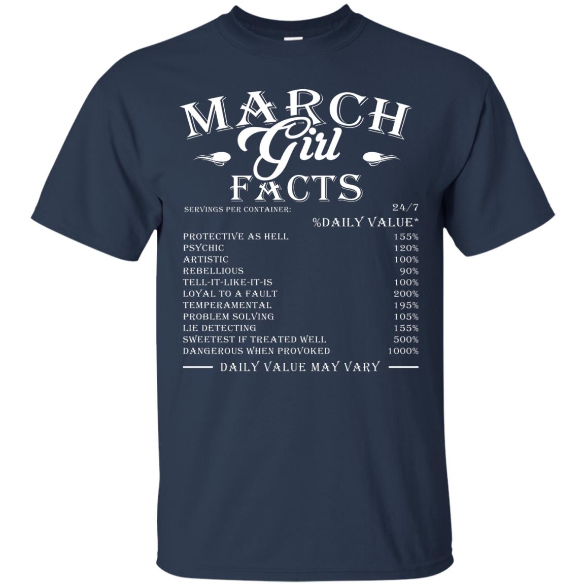 March Girl Facts Facts T-shirt Navy