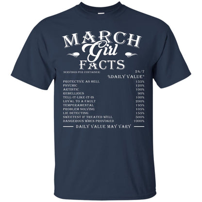 March Girl Facts Facts T-shirt Navy