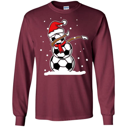 Christmas T-shirt Dabbing Snowman Soccer Maroon