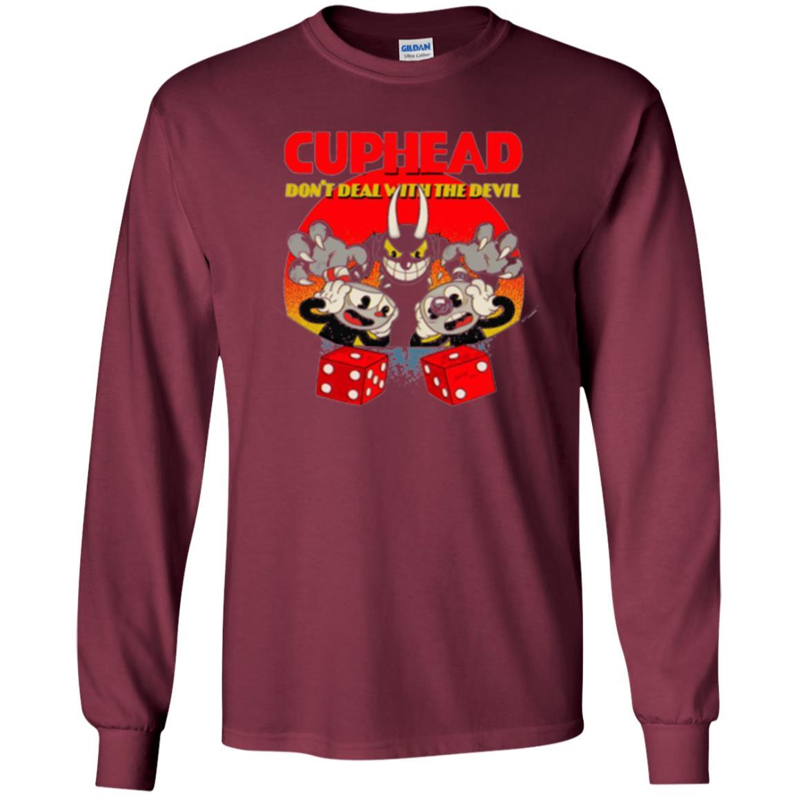 Cuphead And Mugman Devil_s Dice Video Game Graphic T-shirt Maroon