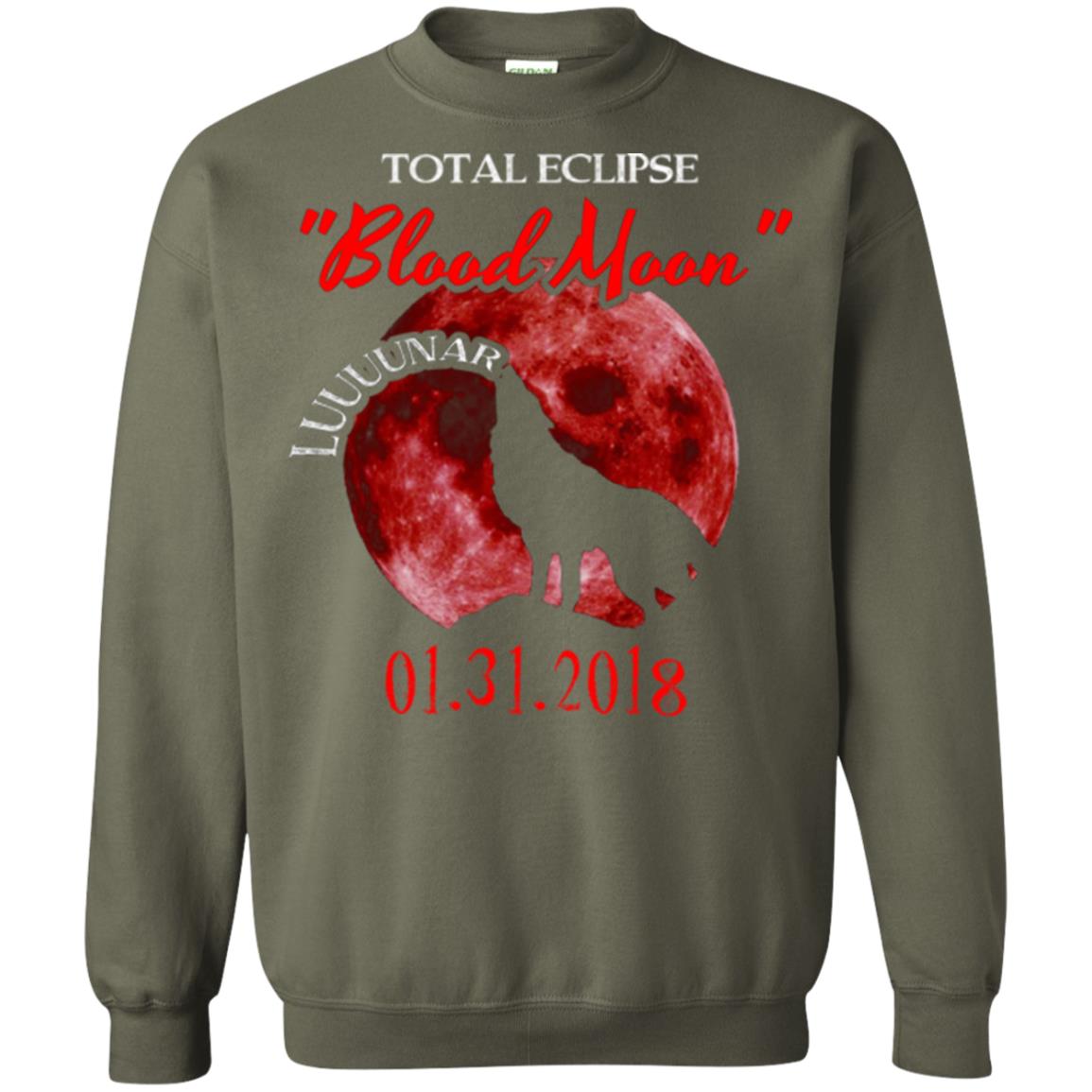 Eclipse T-shirt Total Eclipse Luuuunar Blood Moon Military Green