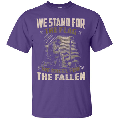 Veteran T-shirt We Stand For The Flag, We Kneel For The Fallen Purple