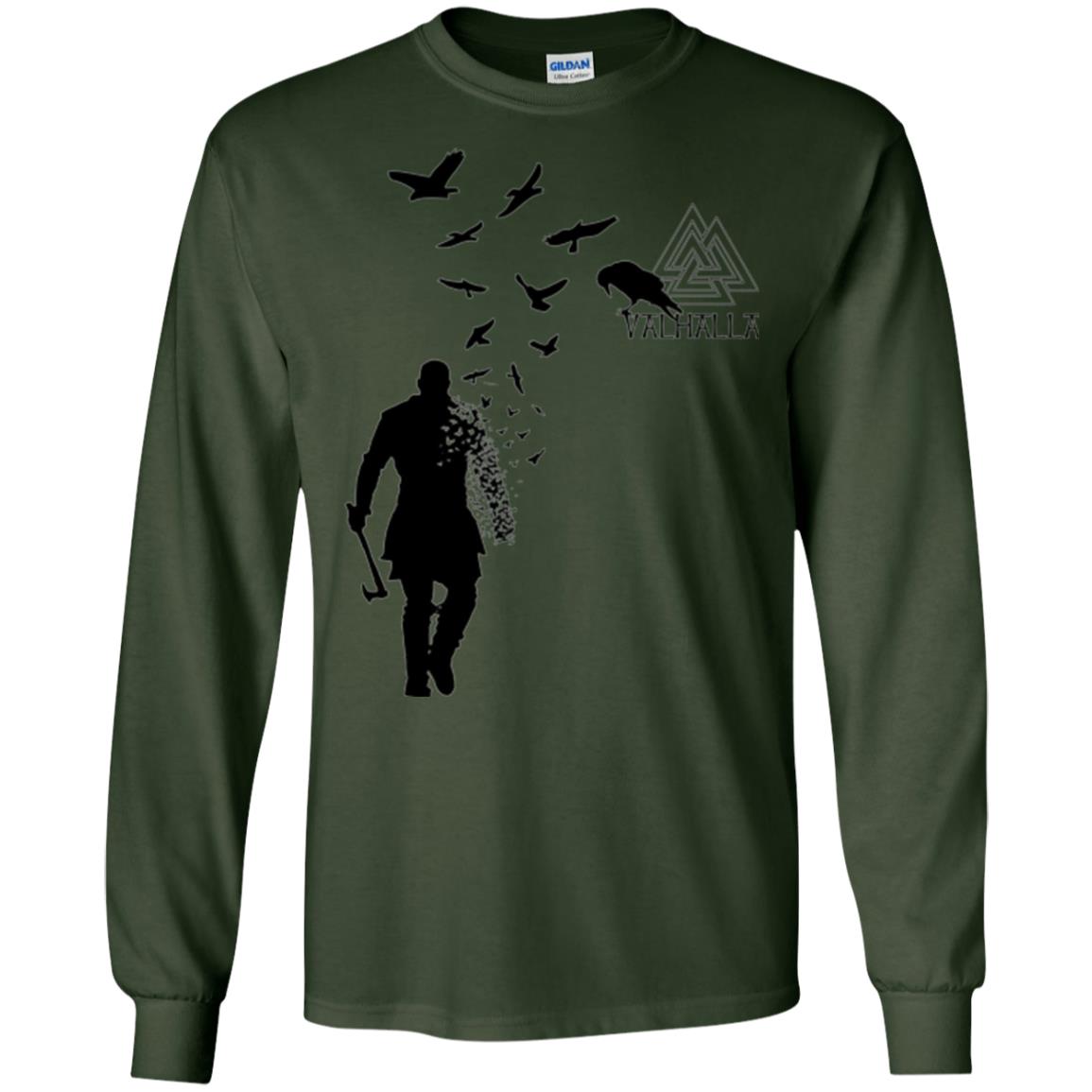 Vikings Axe Ragnar Lothbrok Flock Of Ravens Valhalla Symbol T-shirt Forest Green