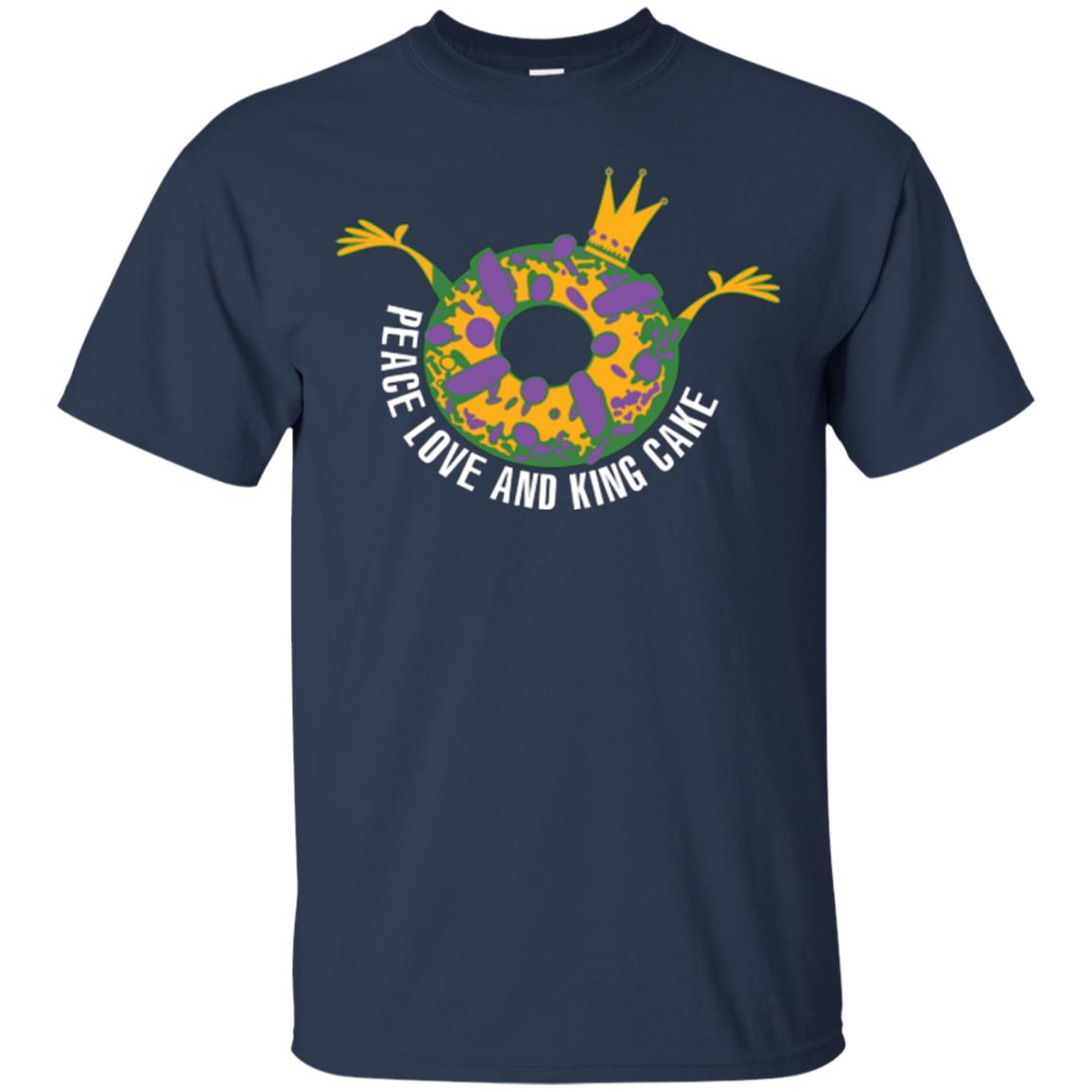 Mardi Gras T-shirt Peace Love And King Cake Navy