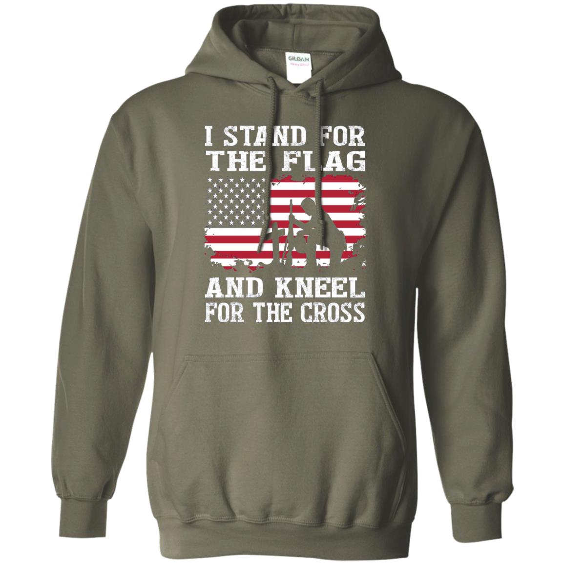 I Stand For The Flag And Kneel For The Cross Military T-shirt Military Green