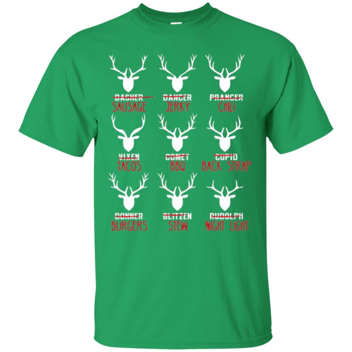 Christmas T-shirt Hunters All Of Santa's Reindeer Irish Green