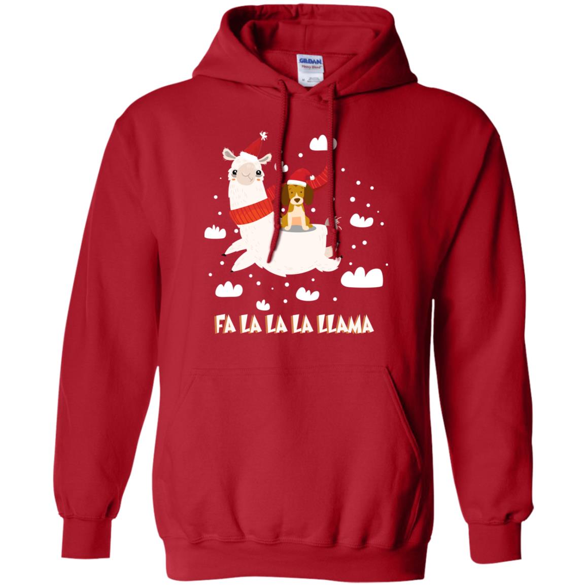 Fa La La La Llama With Beagle X-mas Gift Shirt Red