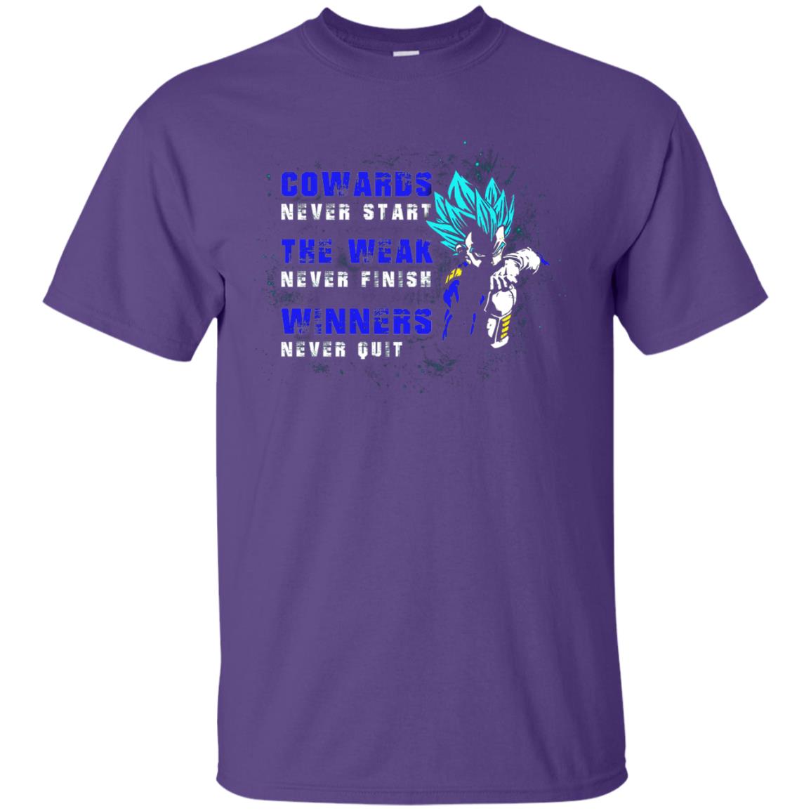 Cowards Never Start The Weak Never Finish Comic T-shirt Purple