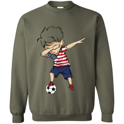 Dabbing Soccer Boy United States Jersey Shirt Usa Football Military Green