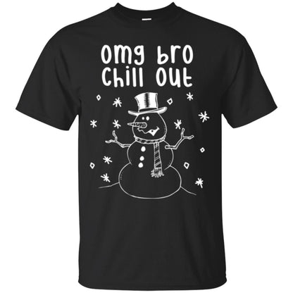 Snowman T-shirt Omg Bro Chill Out Black