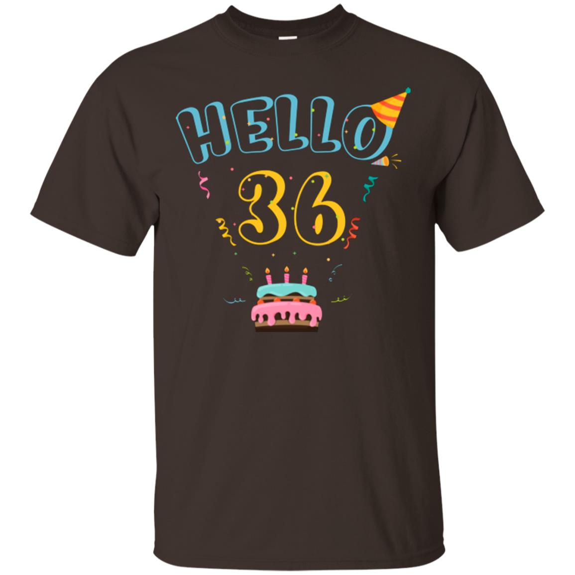Hello 36 Thirty Six 36th 1982s Birthday Gift Shirt Dark Chocolate