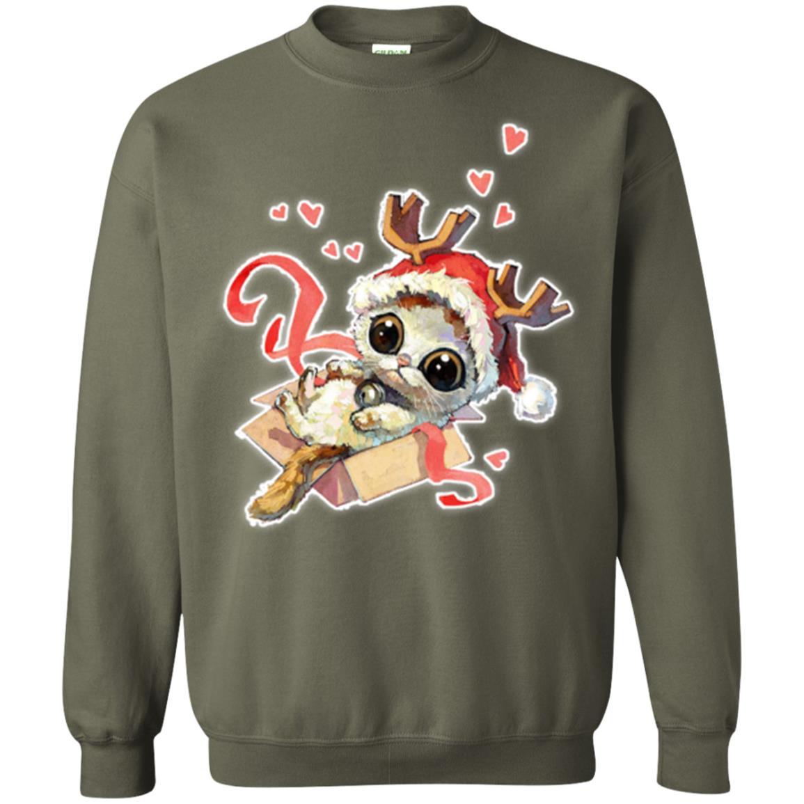 Cat Lover T-shirt Merry Christmas Military Green