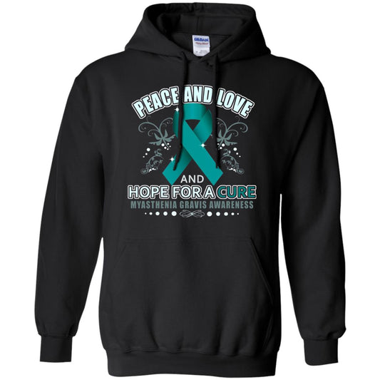 Myasthenia Gravis Awareness T-shirt Peace Love And Hope Black