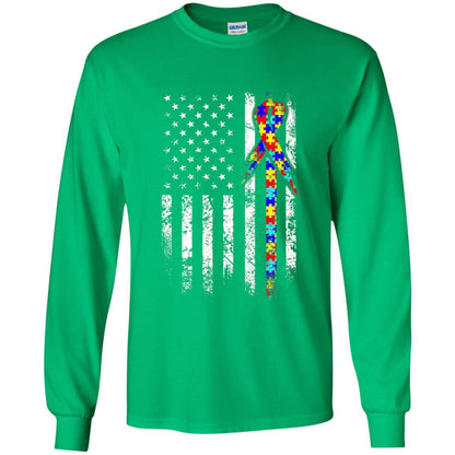 American Flag Distressed Autism Awareness T-shirt Irish Green