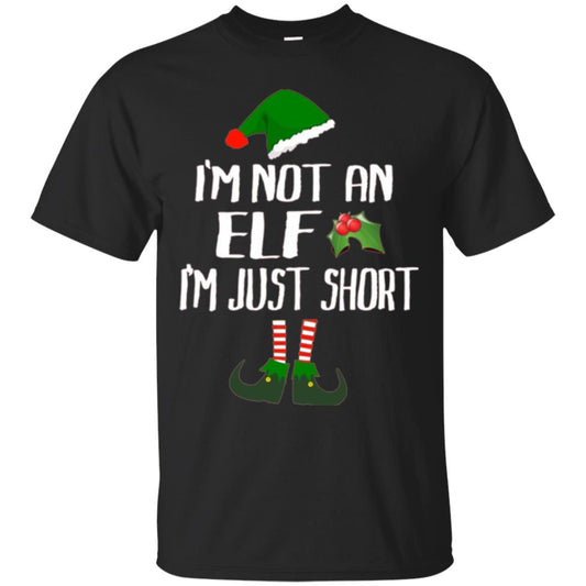 Funny Christmas T-shirt I_m Not An Elf I_m Just Short Black