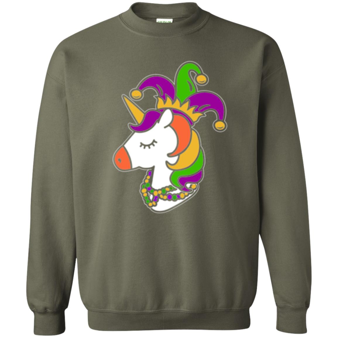 Mardi Gras Unicorn T-shirt Military Green