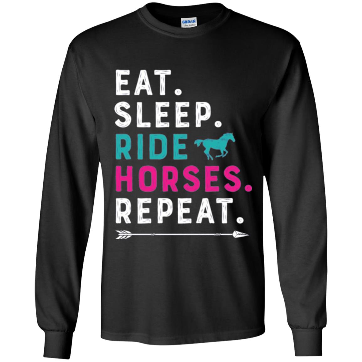 Horseback Lovers T-shirt Eat Sleep Ride Horses Repeat Black