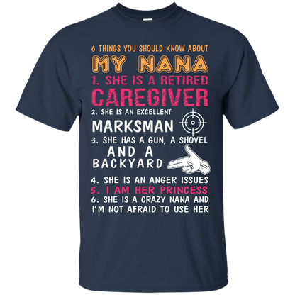Family T-Shirt 6 Things You Should Know About My Nana Navy