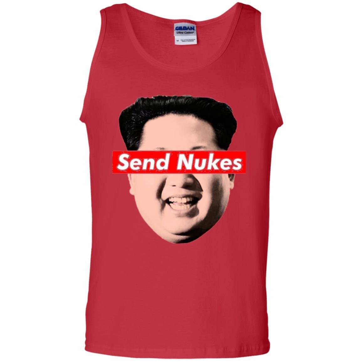 Funny Parody Novelty T-shirt Send Nukes Kim Jong Un Red