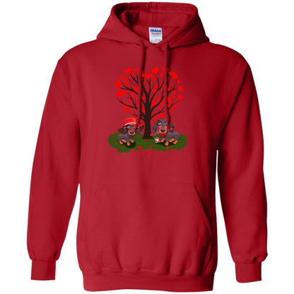 Valentine Dachshund Couple Heart Tree Shirt Red