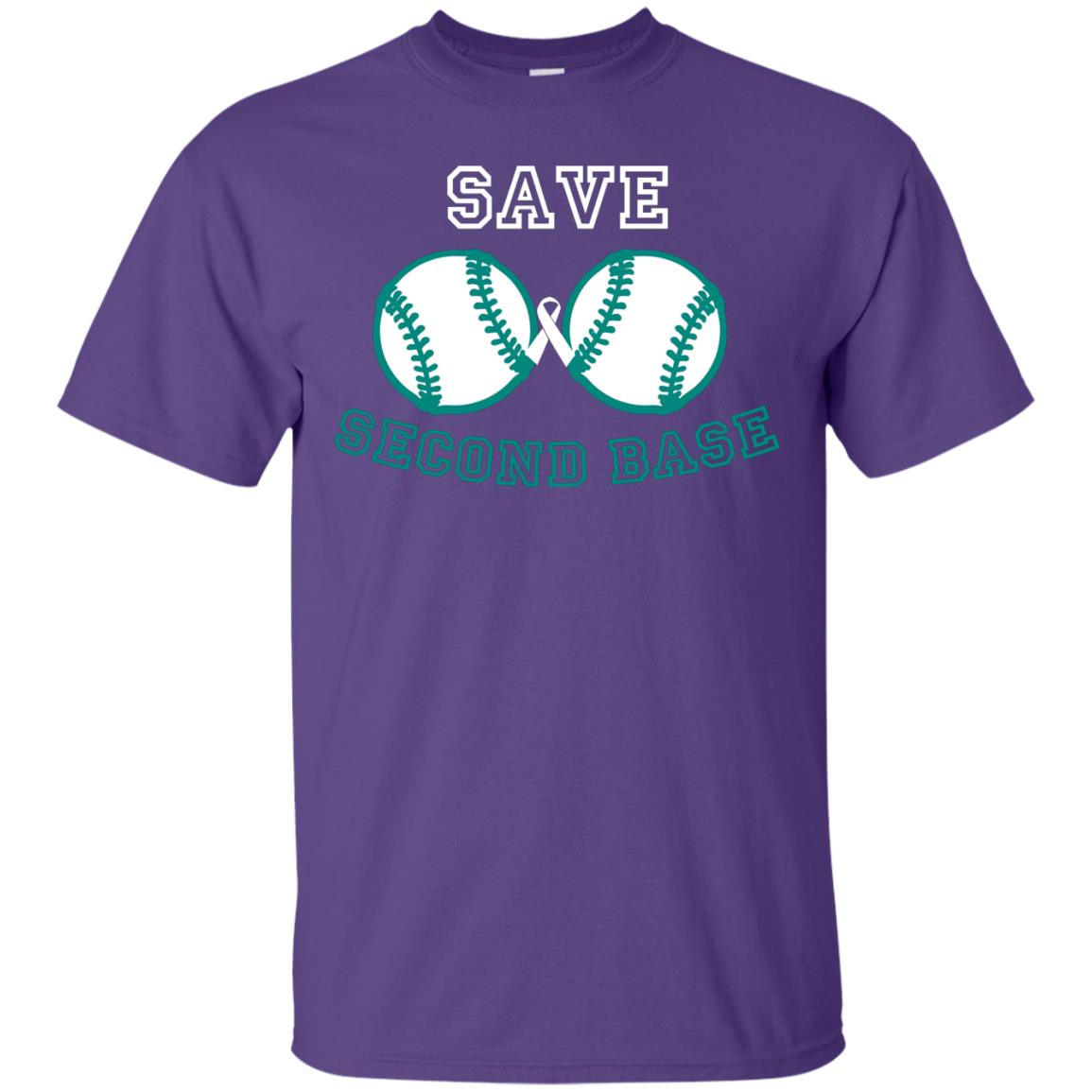 Save Second Base Breast Cancer T-shirt Purple