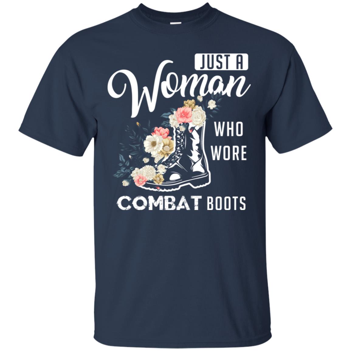 Just A Woman Who More Combat Boots Female Veteran T-shirt Navy