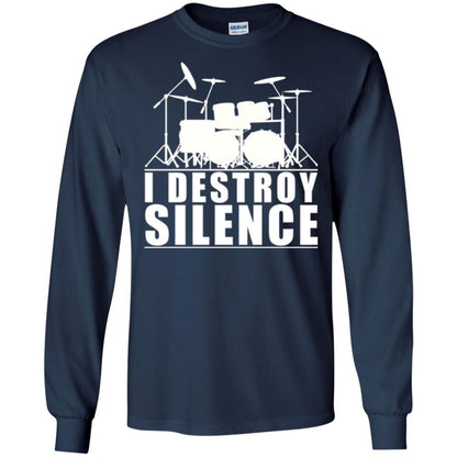 Drummer T-shirt I Destroy Silence Navy